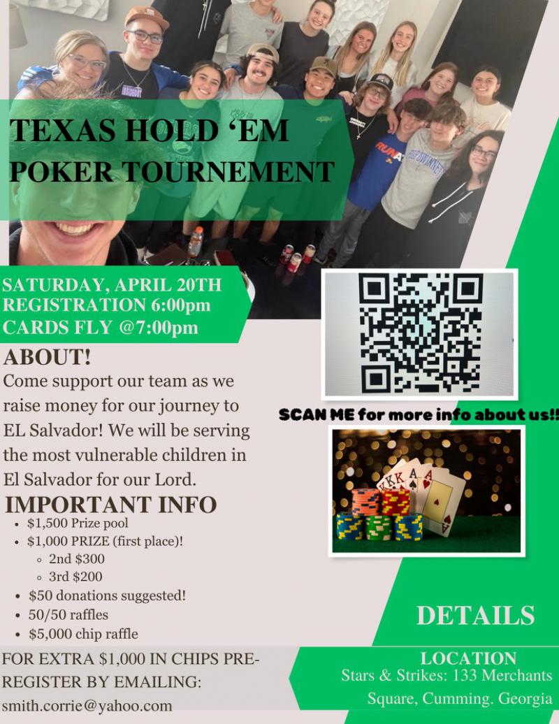 Poker Fundraiser Benefiting El Salvador Mission Trip - Stars and Strikes at 5thstreetpoker.com